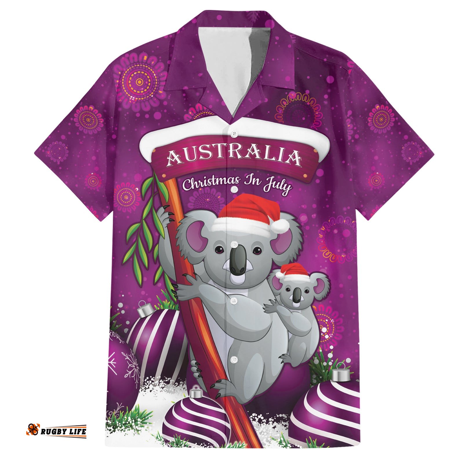 Australia Koala Hawaiian Shirt Christmas In July Purple