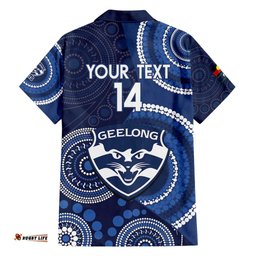 Custom AFL Geelong NAIDOC Week Hawaiian Shirt Keep The Fire Burning Indigenous Art