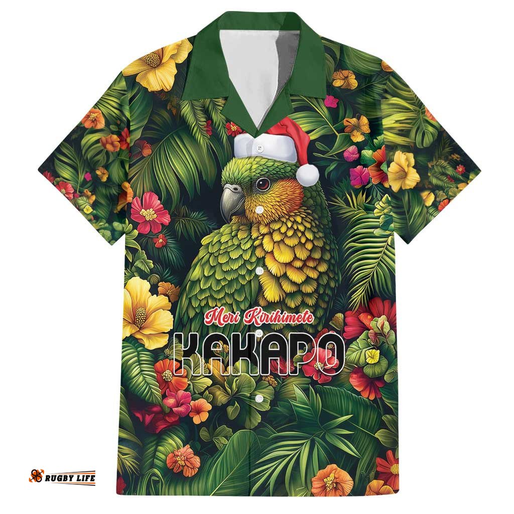 Meri Kirihimete Kakapo Hawaiian Shirt New Zealand Christmas with Tropical Vibe