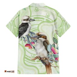 Australia Gumtree And Kookaburra Hawaiian Shirt Aboriginal Art Watercolor Style