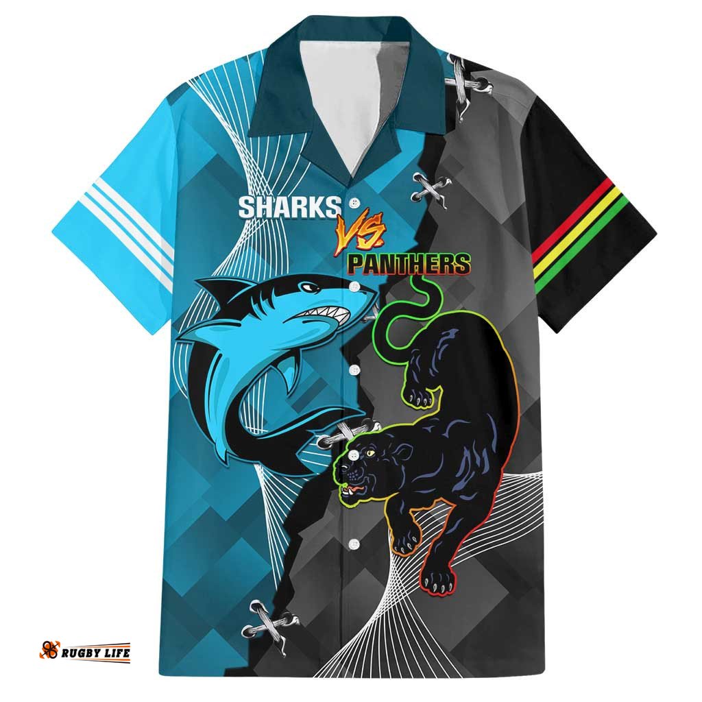 Custom NRL Panthers And Sharks Rugby 2024 Hawaiian Shirt Go Champions Dynamic Version