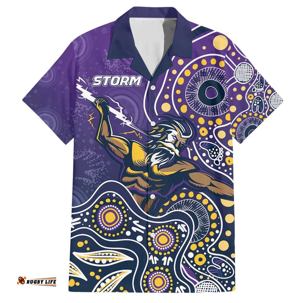 Personalised Storm Rugby Aboriginal Hawaiian Shirt 2024 GO Storms
