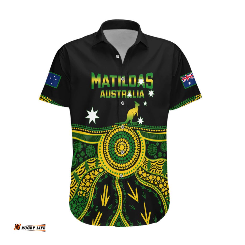 Personalised Australia Soccer Hawaiian Shirt Aboriginal Go Matildas World Cup