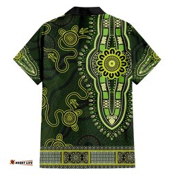Lime Green African Dashiki With Australia Aboriginal Art Hawaiian Shirt