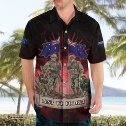 Australia And New Zealand ANZAC Day Hawaiian Shirt Soldiers Lest We Forget