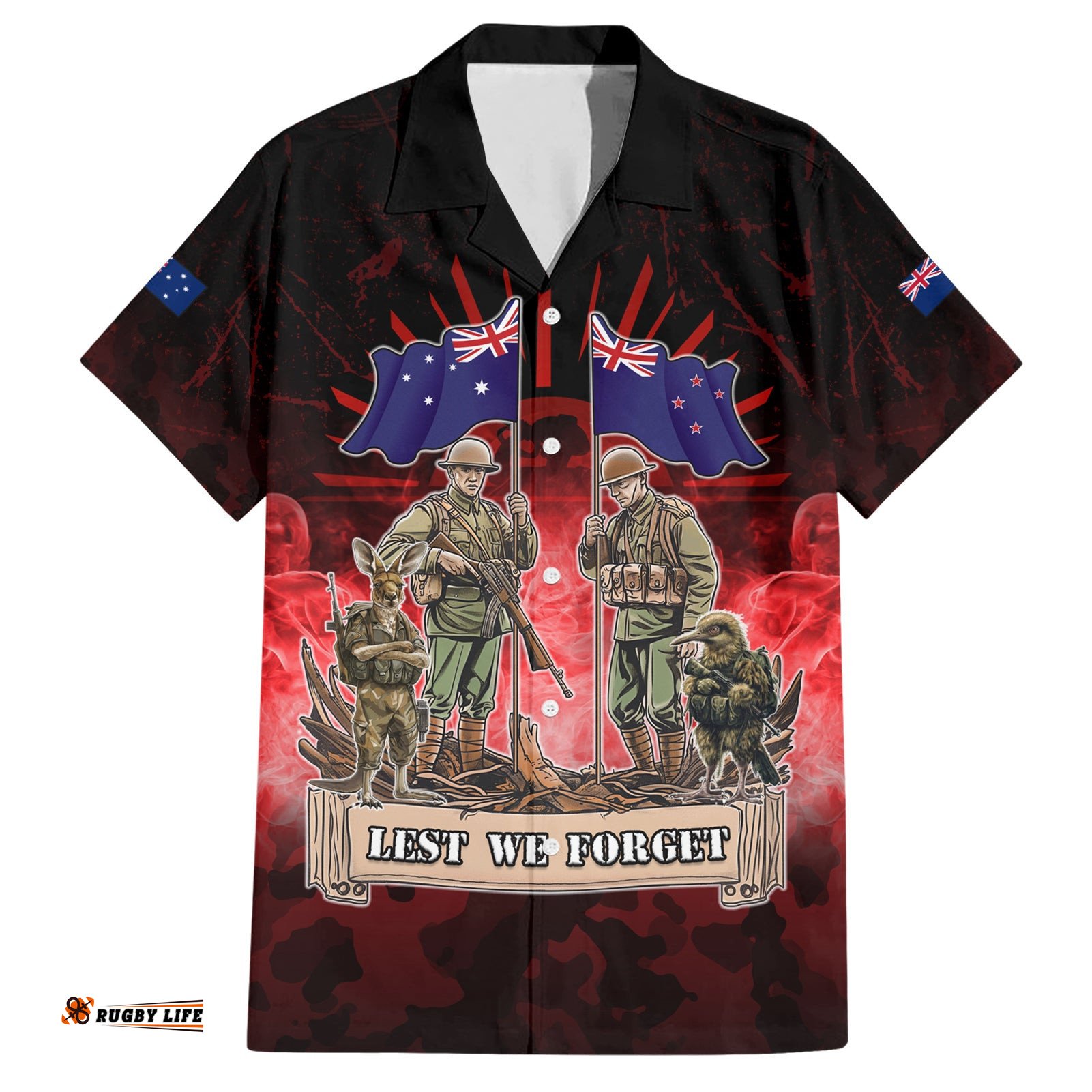 Australia And New Zealand ANZAC Day Hawaiian Shirt Soldiers Lest We Forget