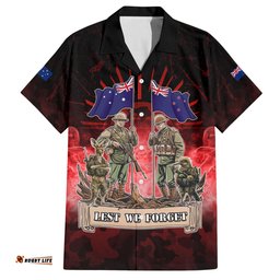 Australia And New Zealand ANZAC Day Hawaiian Shirt Soldiers Lest We Forget