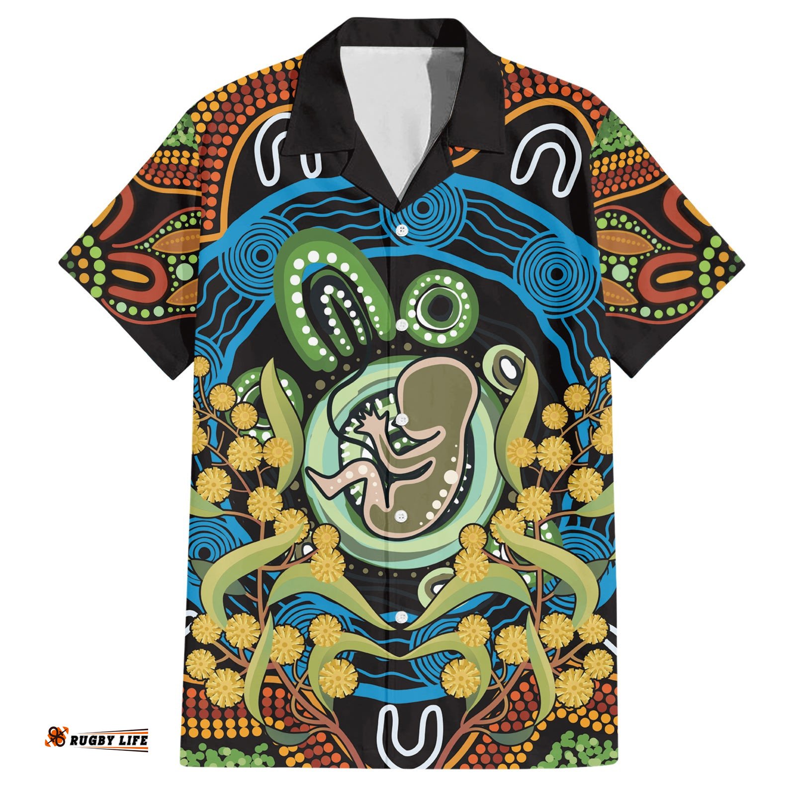 Baby in the Womb Hawaiian Shirt Aboriginal Art Style