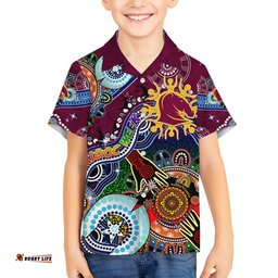Personalised Broncos NAIDOC Week 2024 Hawaiian Shirt Australia Aboriginal Dot Painting
