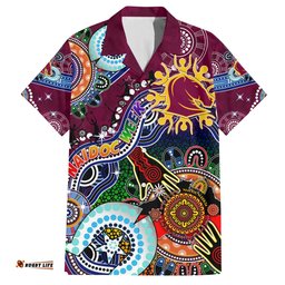 Personalised Broncos NAIDOC Week 2024 Hawaiian Shirt Australia Aboriginal Dot Painting
