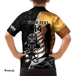 Custom New Zealand Silver Fern Rugby ANZAC Day Hawaiian Shirt 2024 All Black Tiki Mascot