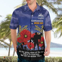 Custom Kangaroos Football ANZAC Hawaiian Shirt Gallipoli Camouflage With Poppies