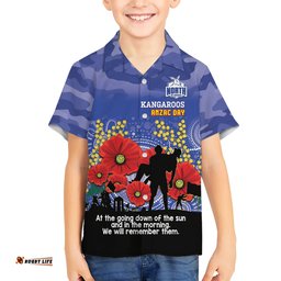 Custom Kangaroos Football ANZAC Hawaiian Shirt Gallipoli Camouflage With Poppies