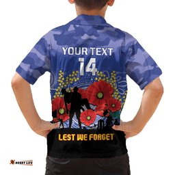 Custom Kangaroos Football ANZAC Hawaiian Shirt Gallipoli Camouflage With Poppies
