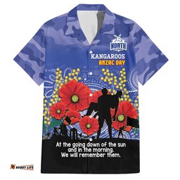 Custom Kangaroos Football ANZAC Hawaiian Shirt Gallipoli Camouflage With Poppies