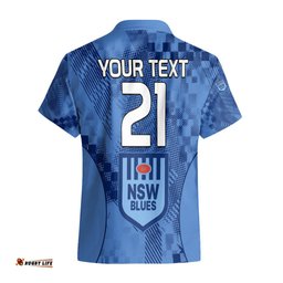 Custom Text And Number NSW Blues Rugby Hawaiian Shirt Origin New South Wales Sporty Style