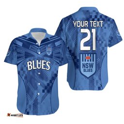 Custom Text And Number NSW Blues Rugby Hawaiian Shirt Origin New South Wales Sporty Style