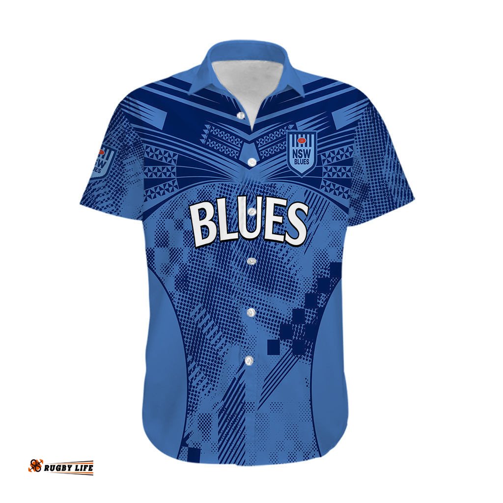 Custom Text And Number NSW Blues Rugby Hawaiian Shirt Origin New South Wales Sporty Style
