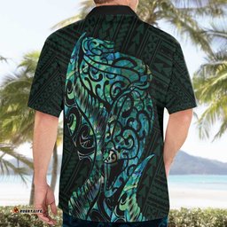 New Zealand Eel Hawaiian Shirt Tuna Aotearoa Maori With Paua Shell Turquoise