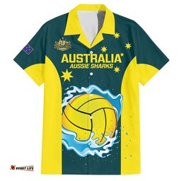Custom Australia Water Polo 2024 Hawaiian Shirt Aussie Shark National Color Version