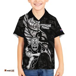 Custom New Zealand Maori Rugby Hawaiian Shirt Rarauhe Pango Silver Fern Manaia