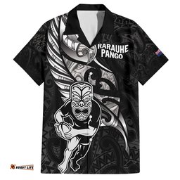 Custom New Zealand Maori Rugby Hawaiian Shirt Rarauhe Pango Silver Fern Manaia