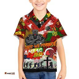Personalised Panthers ANZAC Day Hawaiian Shirt Aboriginal Rising Sun