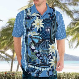 Australia Flannel Flower With Superb Fairywren Hawaiian Shirt Aboriginal Art