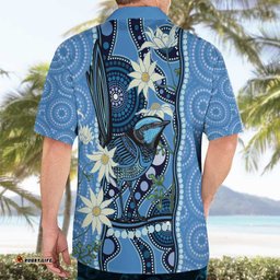 Australia Flannel Flower With Superb Fairywren Hawaiian Shirt Aboriginal Art