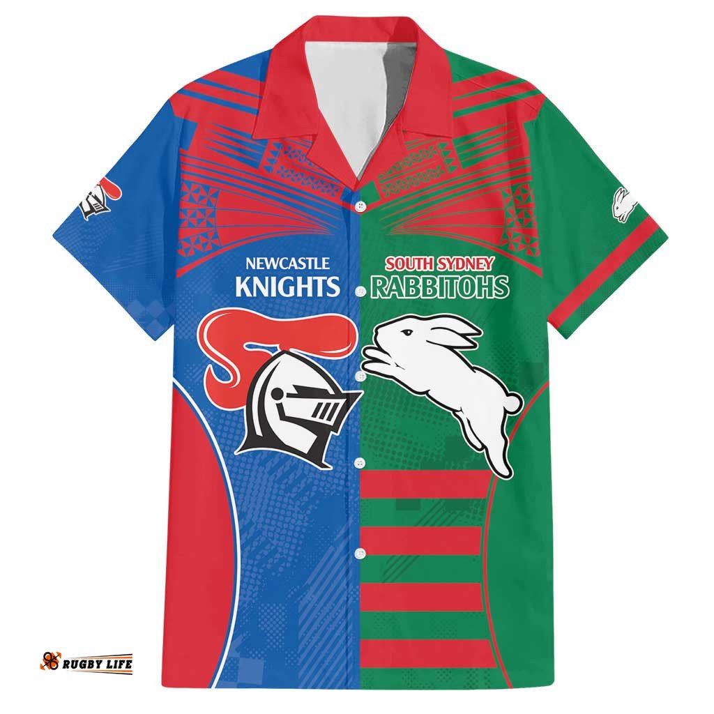 Custom Knights and Rabbitohs Rugby Hawaiian Shirt Sporty Style