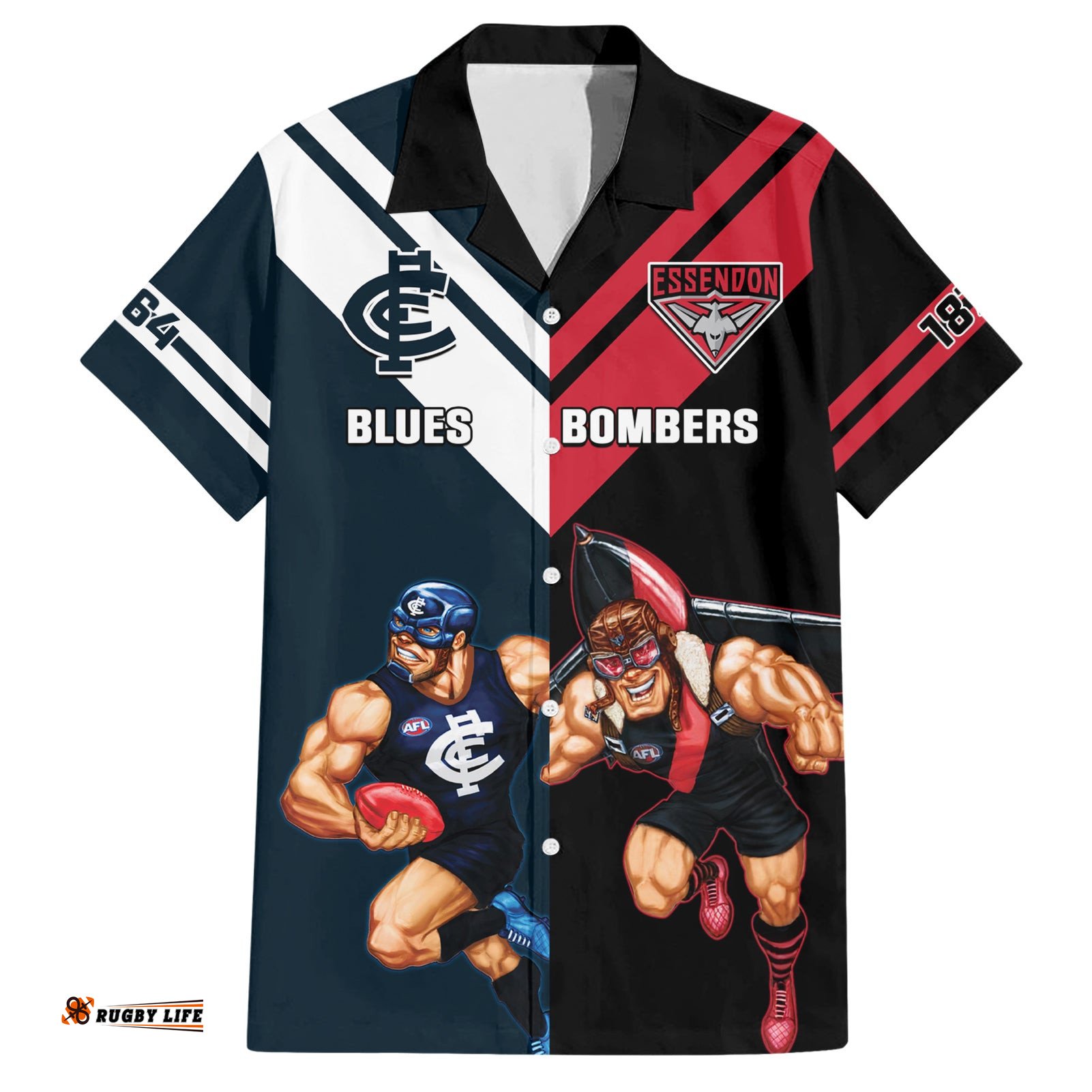 Custom Blues And Bombers Football Hawaiian Shirt 2024 Together Sporty