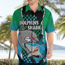 NRL Combine Rabbitohs and Shark Hawaiian Shirt Sporty Style