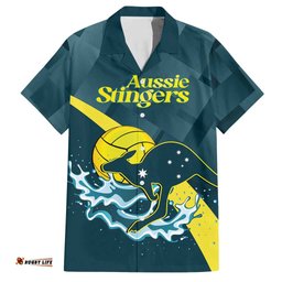 Custom Australia Water Polo 2024 Hawaiian Shirt Aussie Stingers Kangaroo Sporty Version