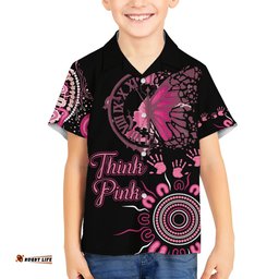 Personalised Aboriginal Ribbons Hawaiian Shirt Think Pink Butterfly Art Wall Clock Breast Cancer
