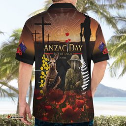New Zealand and Australia ANZAC Day Hawaiian Shirt Kiwi Bird and Kangaroo Soldier