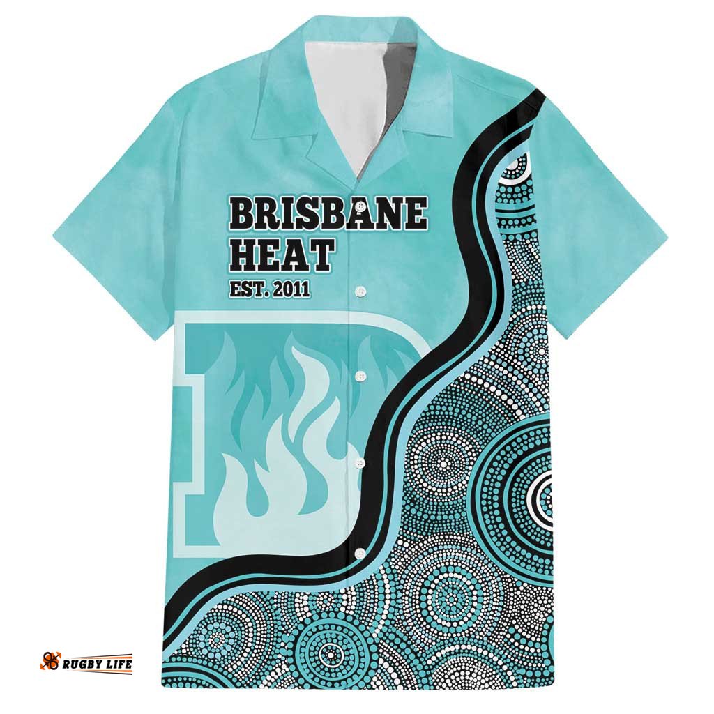 Custom Brisbane Heat Hawaiian Shirt Indigenous Art Grunge Style