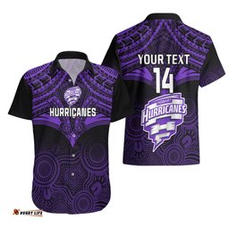 Custom Hobart Hurricanes Cricket Hawaiian Shirt Unique Indigenous Art Mix Polynesian Pattern