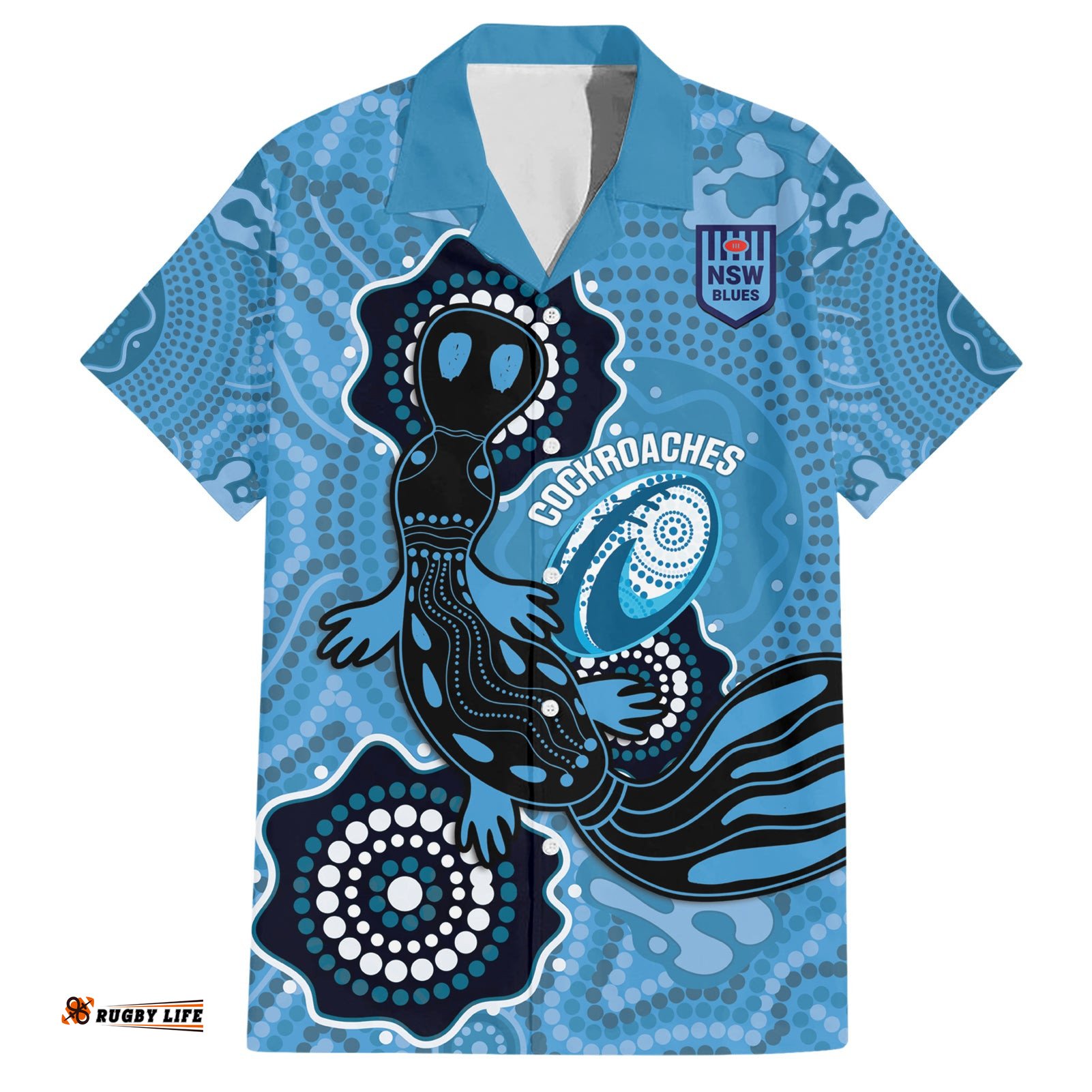 Custom NSW Blues Rugby Hawaiian Shirt 2024 Platypus Mix Aboriginal Art
