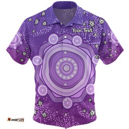 Australia Aboriginal Custom Hawaiian Shirt - Purple Dot Painting Art Washo Hawaiian Shirt