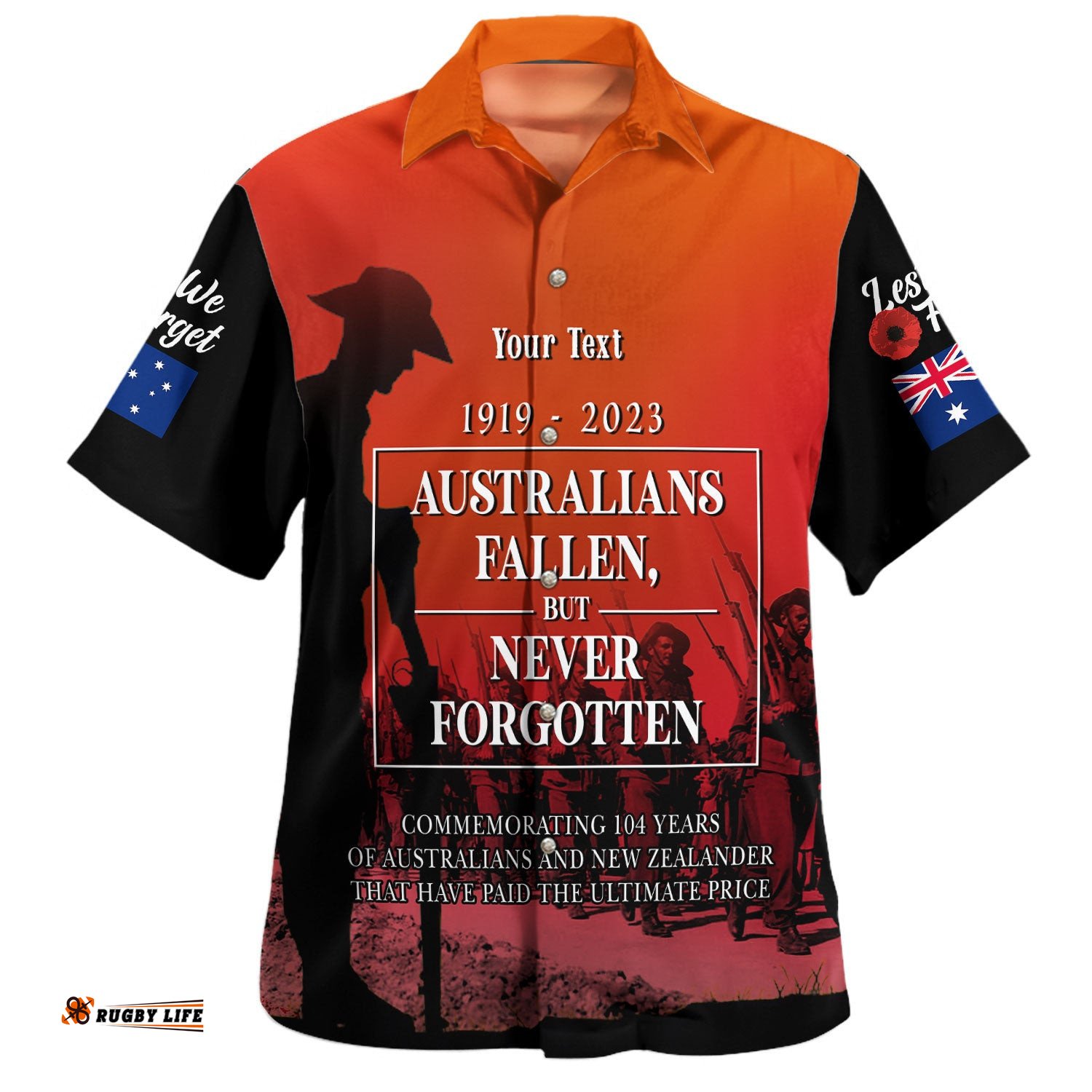 Australia Anzac Day Custom Hawaiian Shirt Lest We For Get Anzac Quotes Shirt