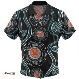 Australia Dot Painting Inspired Aboriginal Hawaiian Shirt - Aboriginal Green Dot Patterns Art Painting Hawaiian Shirt