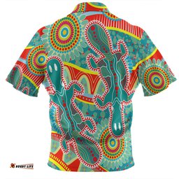 Australia Platypus Aboriginal Hawaiian Shirt - Green Platypus With Aboriginal Art Dot Painting Patterns Inspired Hawaiian Shirt