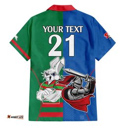 Custom Knights and Rabbitohs Mascot Together Hawaiian Shirt