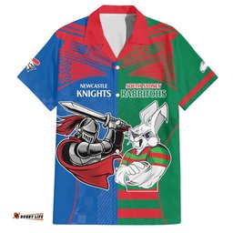 Custom Knights and Rabbitohs Mascot Together Hawaiian Shirt