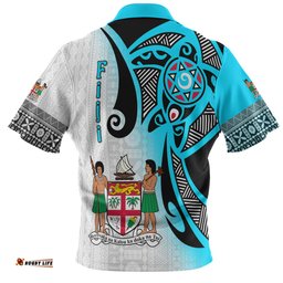 Australia South Sea Islanders Hawaiian Shirt - Fiji With Polynesian Tapa Patterns And Coat Of Arms Symbol Hawaiian Shirt