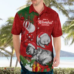 Personalised Wombat Lover Hawaiian Shirt Australia Merry Christmas Aboriginal