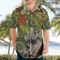 Aboriginal Koala Art Painting With Gum Blossom Hawaiian Shirt