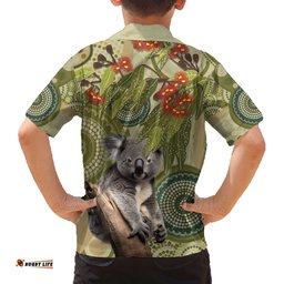 Aboriginal Koala Art Painting With Gum Blossom Hawaiian Shirt