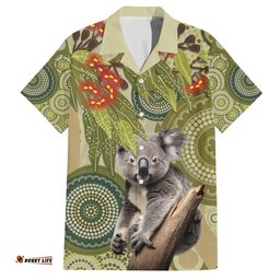 Aboriginal Koala Art Painting With Gum Blossom Hawaiian Shirt