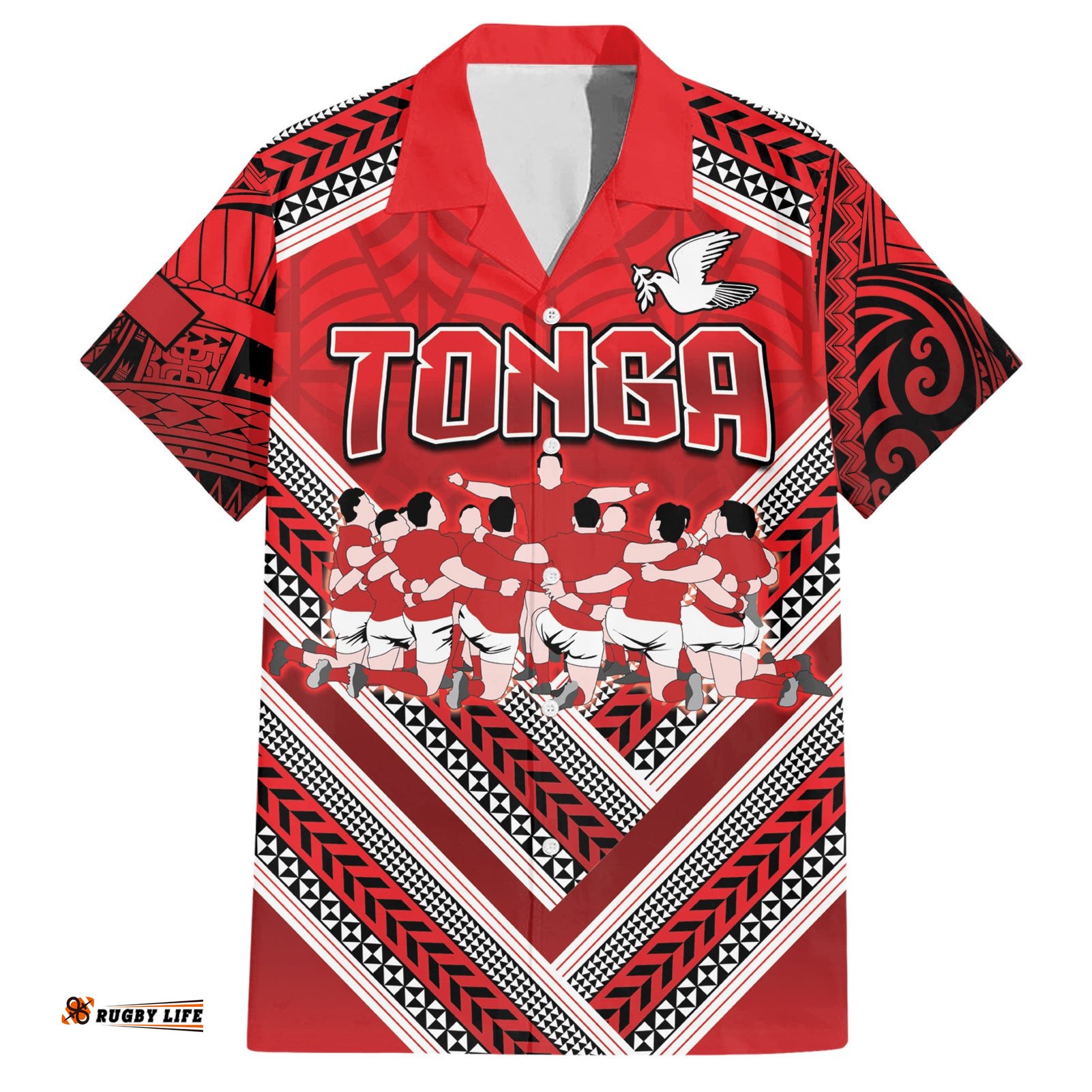 Custom Tonga Rugby Hawaiian Shirt Tonga Sipi Tau Ngatu Tribal Pattern